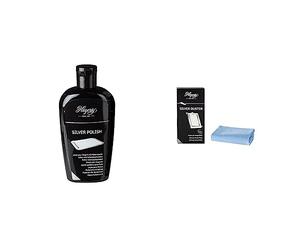 Hagerty Silver Polish Nettoyant efficace pour l'argent et le métal argenté I 250 ml & Silver Duster Chiffon de nettoyage anti-ternissement pour l'argent I 55 x 35 cm I Tissu traité 100% coton