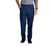 Haggar Casual Classic Fit Denim Trouser Pant-Regular and Big & Tall Sizes Pantalon décontracté, Bleu Moyen, 32W / 32L Homme