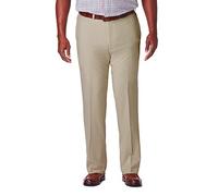 Haggar Cool 18 Pro Pantalon Avant Plat Coupe Classique Standard et Grandes Tailles décontracté, Kaki, 42 W/30 L Homme