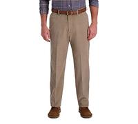 Haggar Corduroy Classic Fit Flat Front Expandable Waistband Pant Culotte, Kaki Moyen, 36W x 30L Homme