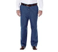 Haggar Denim plissé et Devant Plat pour Homme - Tailles Standard et Grandes et Grandes Tailles, Bleu Lapis-Lazuli, 48W x 30L