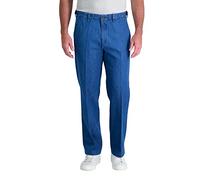 Haggar Denim plissé et Devant Plat pour Homme - Tailles Standard et Grandes et Grandes Tailles, Délavé Clair., 34 W/32 L