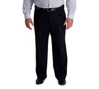 Haggar Men's B&T Iron Free Premium Khaki Classic Fit Pleat Front Expandable Waist Pant