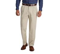 Haggar Iron Free Premium Khaki Classic Fit Pleat Front Expandable Waist Casual Pant (Regular and Big & Tall Sizes) Pantalons, Sable, 38W / 32L Homme