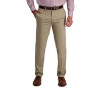 Haggar Iron Free Premium Khaki Straight Fit Flat Front Flex Waist Casual Pant - Slip - Pantalon décontracté sans Repassage de qualité supérieure Kaki Coupe Droite. - Homme