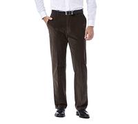 Haggar Men's 21 Wale Stretch Corduroy Expandable Waist Classic Fit Plain Front Pant, Brown, 32x32