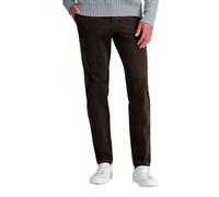 Haggar Men's 21 Wale Stretch Corduroy Expandable Waist Classic Fit Plain Front Pant, Brown, 36x30