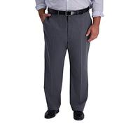 Haggar Men's B&T Iron Free Premium Khaki Classic Fit Flat Front Expandable Waist Pant