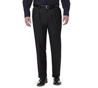 Haggar Men's Big & Tall Premium Comfort Classic Fit Pleat Front Pant, Black, 48Wx29L