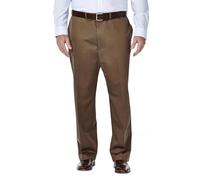 Haggar Men's Big-Tall Work to Weekend Hidden Expandable Waist Plain Front Pant,Bark,52x34