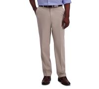 Haggar Men's Classic Fit Flat-Front Hidden Expandable Waistband Premium No Iron Khaki, 32W x 32L - Sand