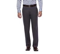 Haggar Men's Classic Fit Flat-Front Hidden Expandable Waistband Premium No Iron Khaki, 36W x 29L - Dark Grey