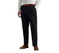 Haggar Men's Classic Fit Flat-Front Hidden Expandable Waistband Premium No Iron Khaki, 38W x 29L - Black