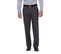 Haggar Men's Classic Fit Flat-Front Hidden Expandable Waistband Premium No Iron Khaki, 38W x 34L - Dark Grey
