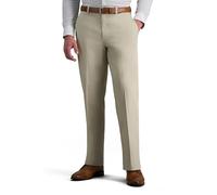 Haggar Men's Classic Fit Flat-Front Hidden Expandable Waistband Premium No Iron Khaki, 38W x 34L - Sand