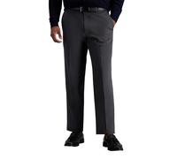 Haggar Men's Classic Fit Flat-Front Hidden Expandable Waistband Premium No Iron Khaki, 42W x 32L - Dark Grey