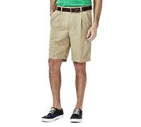 Haggar Men's Cool 18 Gabardine Hidden Expandable Waist Pleat Front Short,British Khaki,42