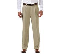 Haggar Men's Cool 18 Heather Solid Pant - Regular - 34W x 34L - British Khaki