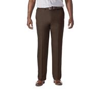 Haggar Men's Cool 18 Pro Classic Fit Flat Front Expandable Waist Pant, Brown Heather, 38Wx32L
