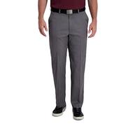 Haggar Men's Cool Right Performance Flex Solid Classic Fit Flat Front Pant-Reg. and Big & Tall Sizes, Heather Grey, 42W x 29L