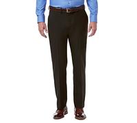 Haggar Men's Premium Comfort Classic Fit Flat Front Expandable Waist Pant, Dark Chocolate, 42Wx32L