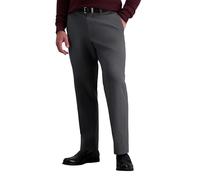 Haggar Men's Premium No Iron Classic Fit Expandable Waist Plain Front Pant, Charcoal Heather, 44Wx29L