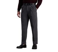 Haggar Men's Premium No Iron Classic Fit Expandable Waist Pleat Front Pant, Dark Grey, 32x30