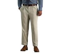 Haggar Men's Premium No Iron Classic Fit Expandable Waist Pleat Front Pant, Sand, 38x34