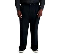 Haggar Men's Premium No Iron Khaki Classic Fit Pleat Front Casual Pant (Regular and Big & Tall Sizes), Black-BT, 46W x 32L