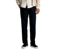 Haggar Men's Premium No Iron Straight Fit Invisible Flex Waist Plain Front Pant, Black, 42x32
