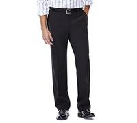 Haggar Men's Repreve Stria Hidden Expandable Waist Plain Front Dress Pant, Black,44x30