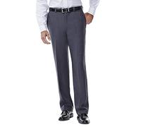 Haggar Men's Repreve Stria Hidden Expandable Waist Plain Front Dress Pant, Med Grey,44x32