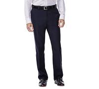 Haggar Men's Repreve Stria Hidden Expandable Waist Plain Front Dress Pant, Navy,36x31