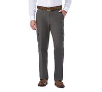 Haggar Men's Stretch Comfort Cargo Expandable Waist Classic Fit Plain Front Pant, Medium Grey, 44x29