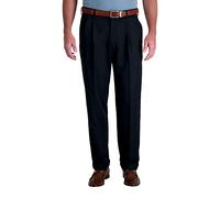 Haggar Mynx Gabardine Pantalon plissé à l'avant pour homme avec taille extensible dissimulée - Bleu - 34-37