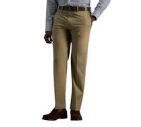 Haggar Pantalon de qualité supérieure pour Homme - Coupe Droite Invisible - Taille Flexible - Uni - sans Repassage - Style décontracté, Kaki, 34 W/30 L