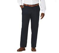 Haggar Pantalon de Travail pour Homme avec Taille Extensible dissimulée, sans Repassage, uni sur Le Devant, Bleu Marine foncé, 44W / 30L