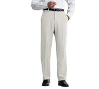 Haggar Pantalon décontracté 18 pour Homme, Plat sur Le Devant, Taille Extensible dissimulée - Beige - 32W x 30L