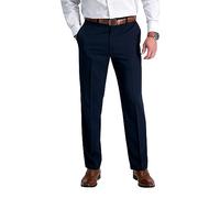 Haggar Pantalon décontracté 18 pour Homme, Plat sur Le Devant, Taille Extensible dissimulée - Bleu -