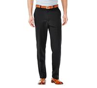 Haggar Pantalon décontracté 18 pour Homme, Plat sur Le Devant, Taille Extensible dissimulée - Noir - 44