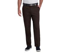 Haggar Pantalon décontracté Cool Right Performance Flex Solid Coupe Classique Devant Plat pour Homme, Marron chiné., 38W x 31L