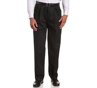 Haggar Pantalon décontracté en sergé Kaki pour Homme avec Devant plissé, Noir, 44W x 30L