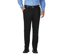 Haggar Pantalon décontracté en sergé Kaki pour Homme avec Devant plissé, Noir, W36/L32