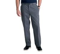 Haggar Pantalon décontracté pour Homme, Coupe Classique, sans Repassage, Taille Extensible dissimulée à l'avant Plat, Gris Anthracite chiné, 44 W/32 L
