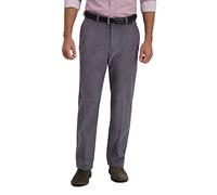 Haggar Pantalon en Velours côtelé à Taille Extensible, Coupe Classique et Droite, Devant Plat, Charbon, 38 W/34 L Homme
