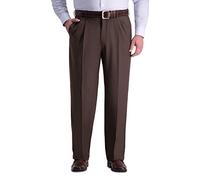 Haggar Pantalon habillé Confort Haut de Gamme pour Homme - Coupe Droite à Devant Plat (Tailles Standard et Grandes Tailles), Chocolat foncé BT, 132,1 x 81,3 cm (l x L), Chocolat Noir BT, 52W x 32L
