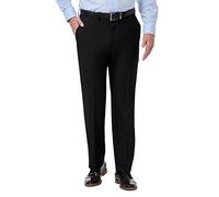 Haggar Pantalon à la Coupe Classique avec pli Central, Ceinture Confortable dissimulée, pour Homme (Tailles Standard et Grandes Tailles), Noir, 36W x 32L