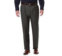 Haggar Men's Premium Comfort Classic Fit Pleat Expandable Waist Pant, Charcoal, 34Wx29L
