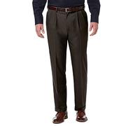 Haggar Premium Comfort Classic Fit Pleat Front Pant Reg. and Big & Tall Sizes Pantalon, Chocolat Noir, 36W / 32L Homme