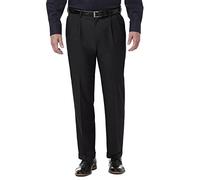 Haggar Pantalon habillé Confortable de qualité supérieure, Coupe Droite, Devant Plat Standard et Grandes Tailles, Noir, 44W x 29L Homme
